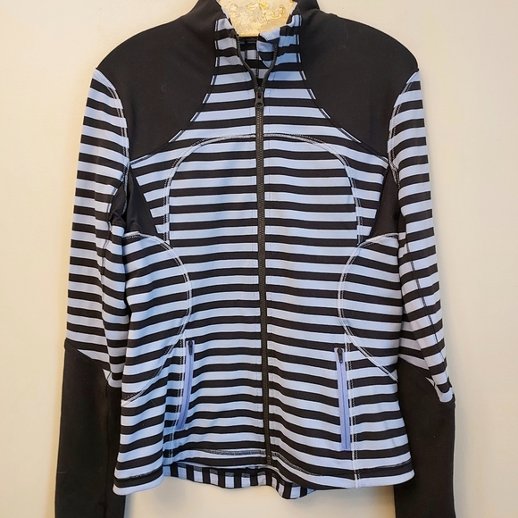 Lululemon Forme Striped Black Purple Jacket Size 12 Zip Front Lulu - Picture 8 of 13